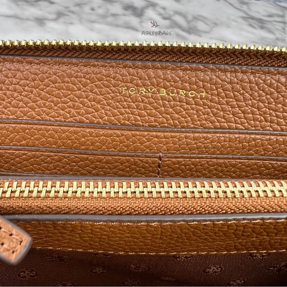 Tory Burch Large Thea Zip Continental Wallet & ID Holder Case In Moose Brown - Picture 6 of 12